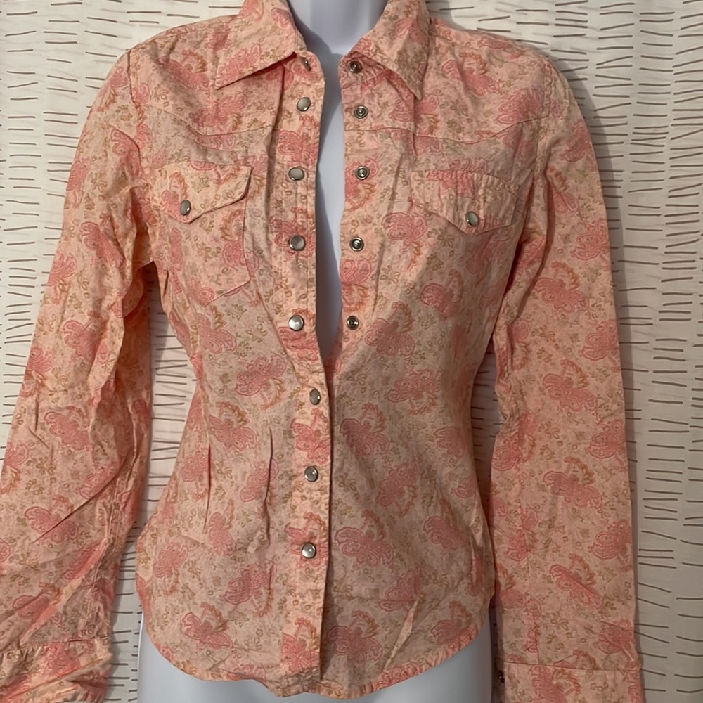 Vintage pink and tan button down shirt